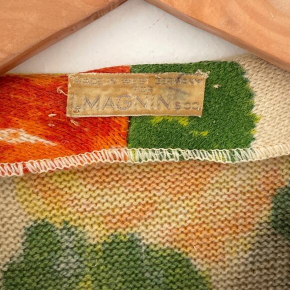 Vtg 50's 60's I. Magnin Made in West Germany Knit Floral Wool Button Up Cardigan - Picture 8 of 8